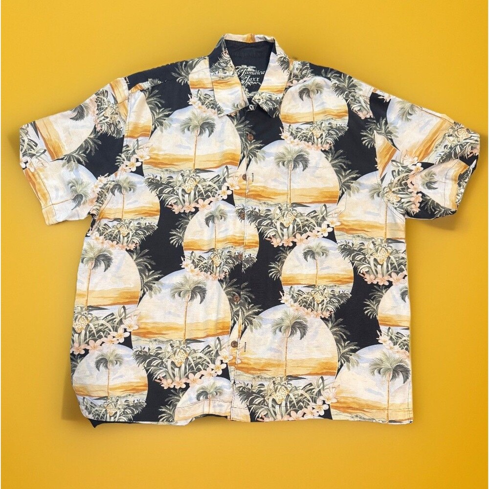 Men's Hawaiian, Aloha, Silk Shirt , Jamaica Jaxx, Tropical~ Size XL